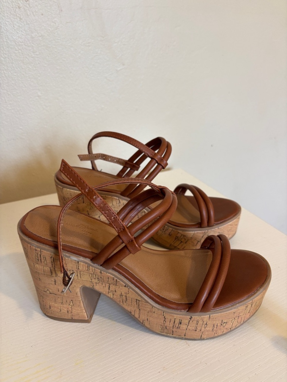 Universal Thread Brown Strappy Cork Platform Sandals
